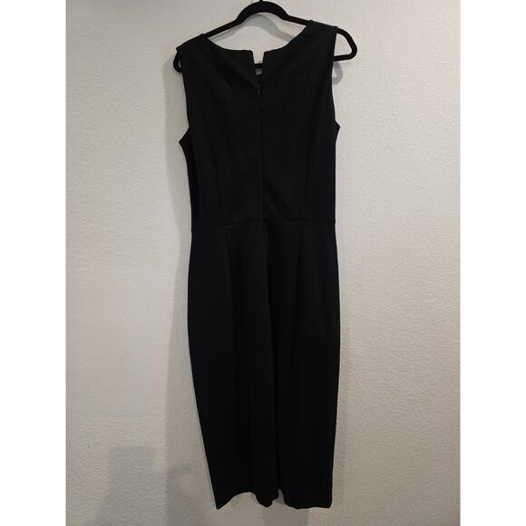 LandsEnd Slveless Ponte SheathDress Sz 12Tall Black Stretch Quiet Luxury Minimal - Picture 3 of 9